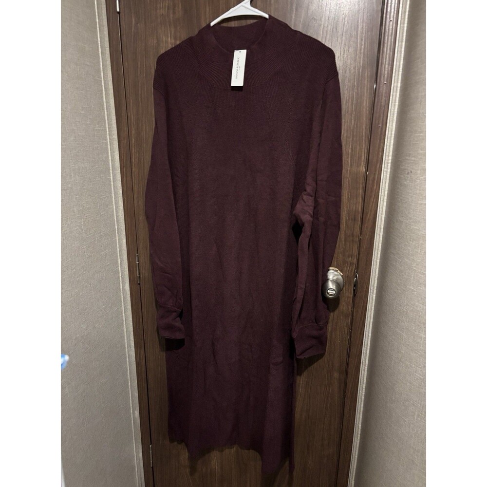 NEW Banana Republic Sweater Dress Womens XXL Red Maxi Long Mock Balloon Sleeve